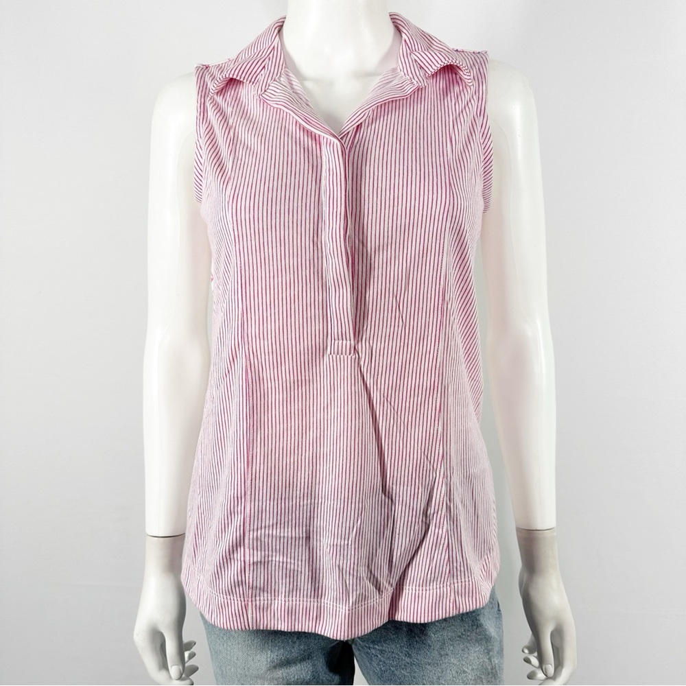 Haus of Grey Heather Grey Pink Striped ALYSSA Golf Polo Tank Top Size S NEW